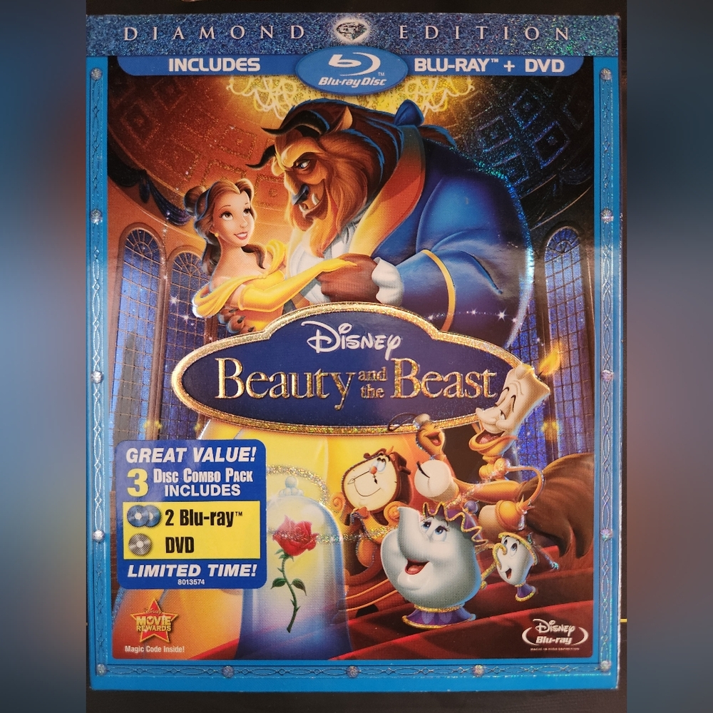 💜 Beauty and the Beast Diamond Edition 3 disc Blu Ray, DVD & Bonus Material